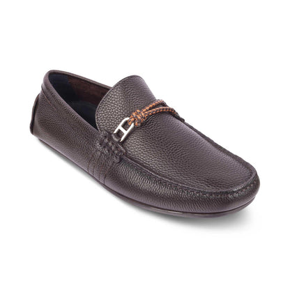 Monoc Brown Men's Leather Driving TPR Sole Loafers Tresmode