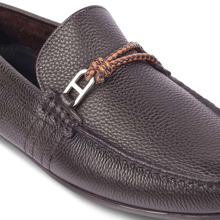 Monoc Brown Men's Semi-Formal Leather Driving Loafers Tresmode