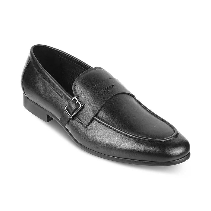 Neno Black Men's Leather TPR Sole Loafers Tresmode