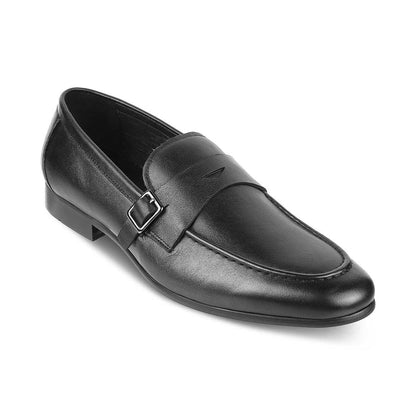 Neno Black Men's Leather TPR Sole Loafers Tresmode