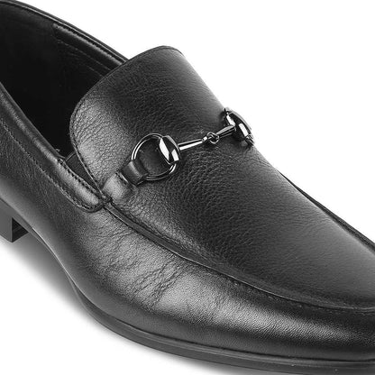 Neslip Black Men's Formal Leather Horse-bit Loafers Tresmode