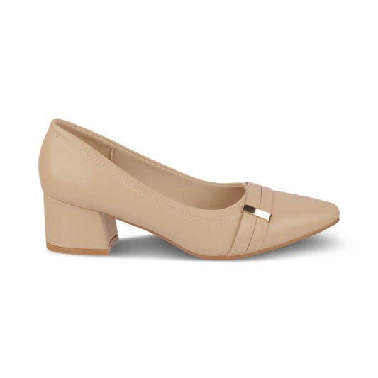 Newar Beige Women's Block Heel Pumps Tresmode