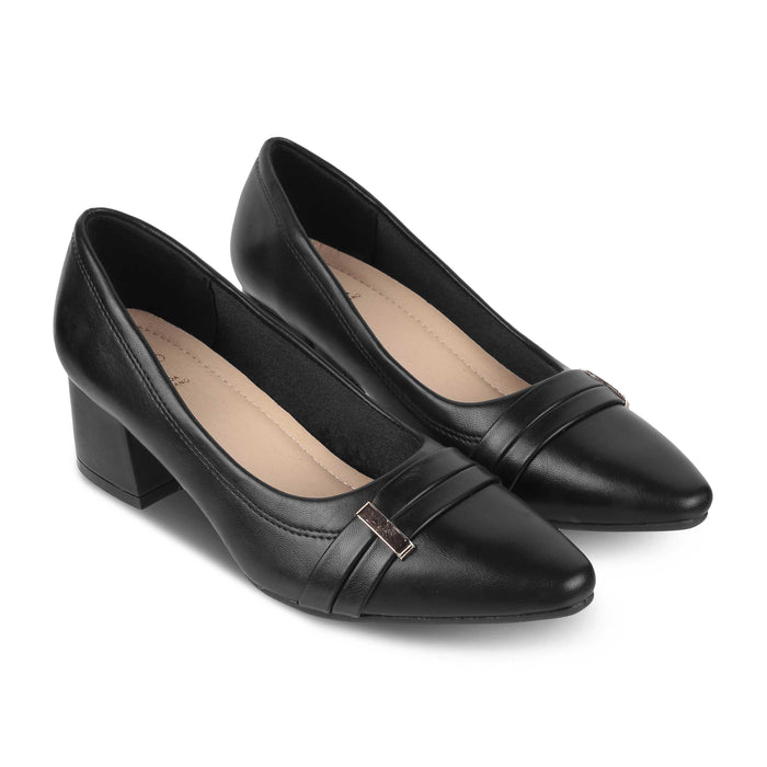 Newar Black Women's Vegan-Friendly Block Heel Pumps Tresmode