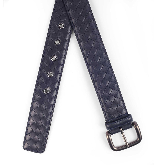 Newton Blue Metallic Buckle Belt For Men Tresmode