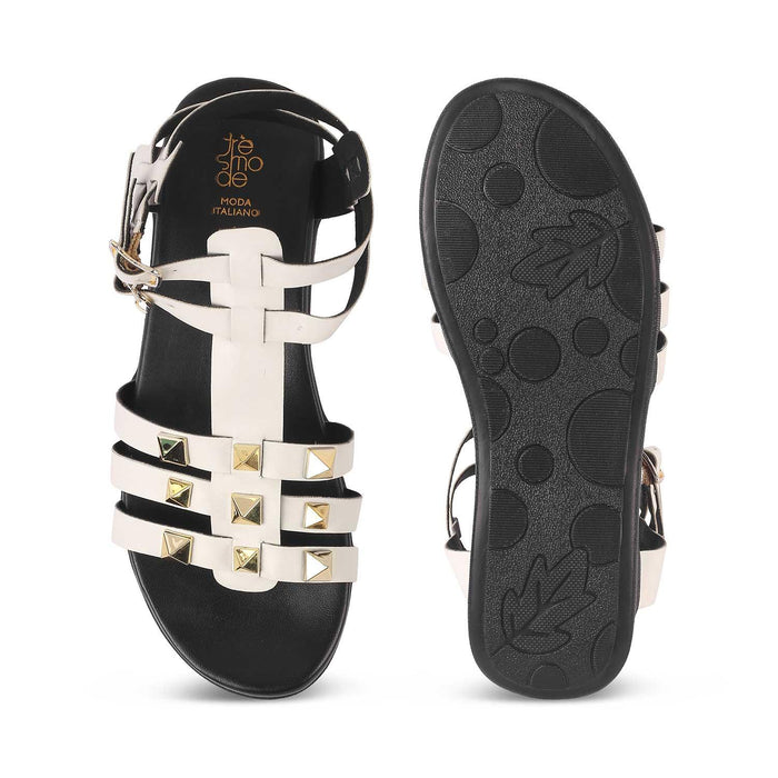 Nia White Women's Super Comfortable Platform Flats Tresmode