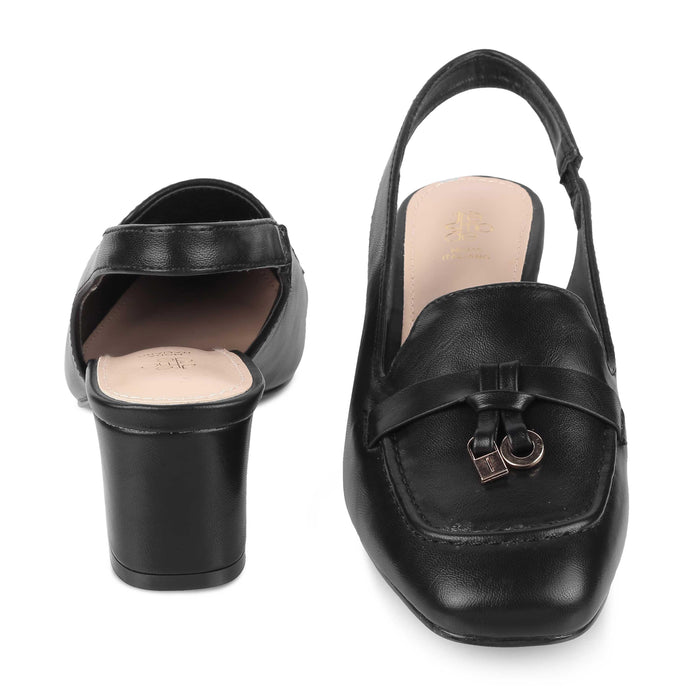 Niso Black Women's Semi-Formal Block Heel Sandals Tresmode