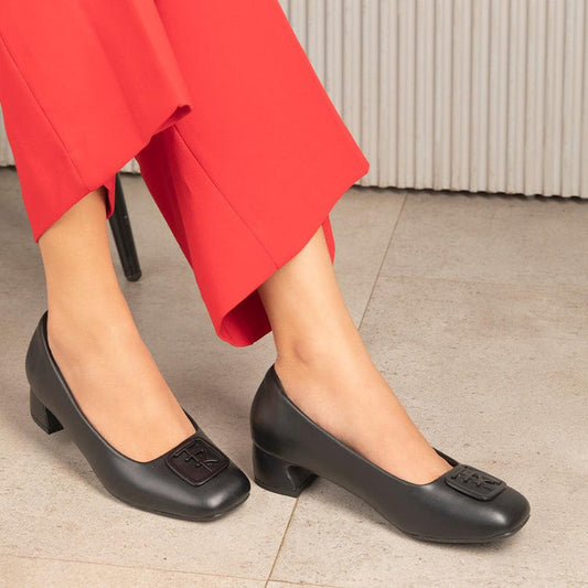 Romio Black Women's Block Heel Pumps Tresmode