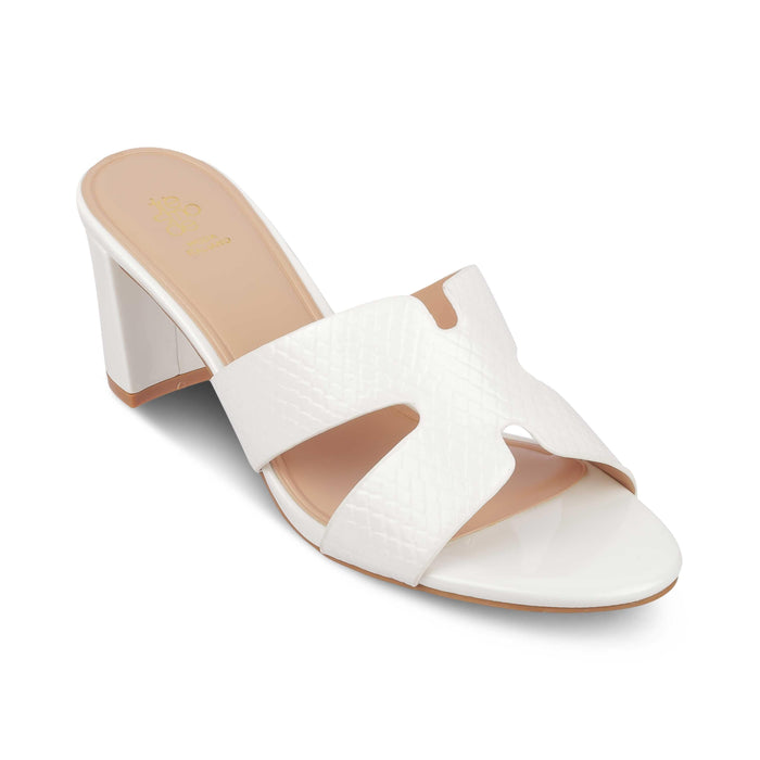 Rovero White Women's Round Shape Block Heel Sandals Tresmode