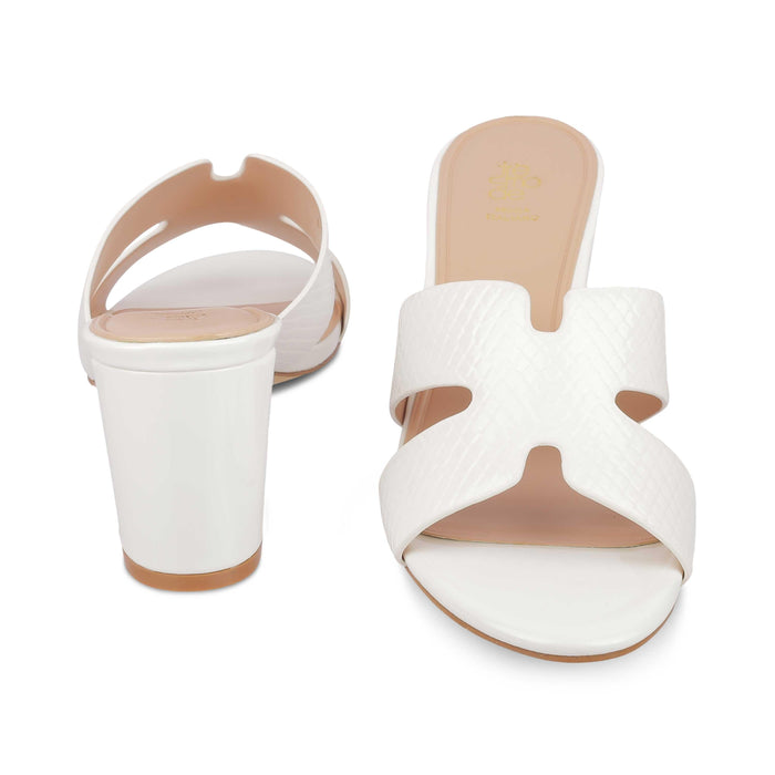 Rovero White Women's Versatile Block Heel Sandals Tresmode