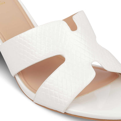 Rovero White Women's Dress Block Heel Sandals Tresmode