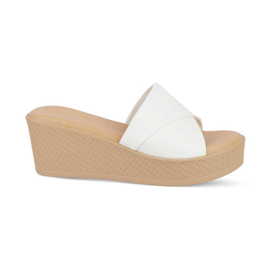Sedge White Women's Wedge Heel Sandals Tresmode