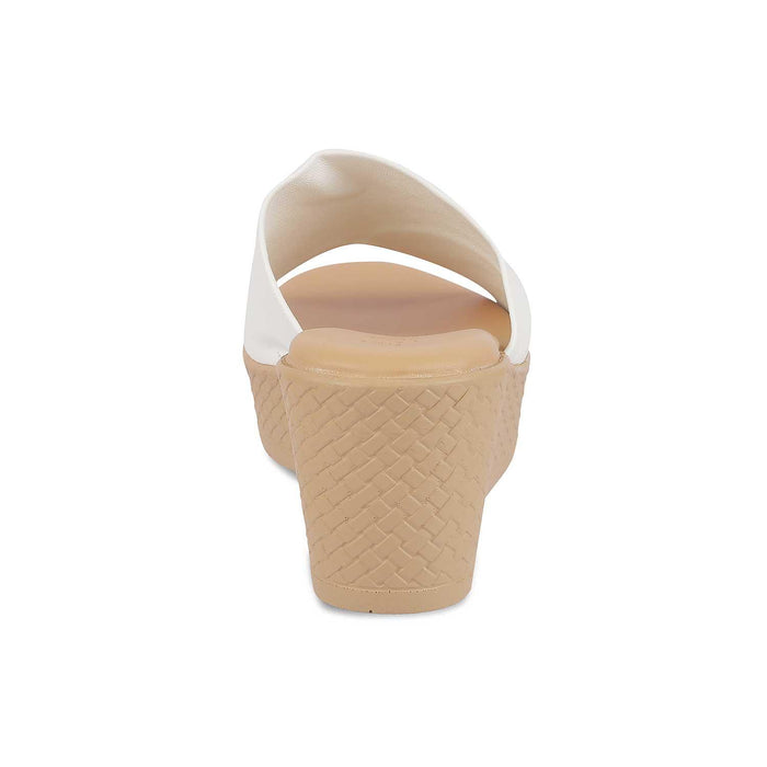 Sedge White Women's Vegan-Friendly Wedge Sandals Tresmode