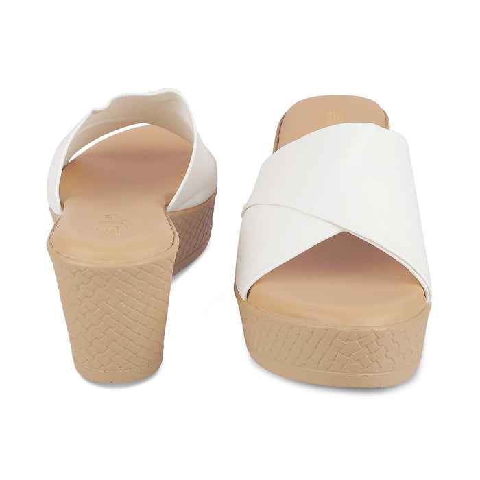 Sedge White Women's Comfortable Wedge Heel Sandals Tresmode