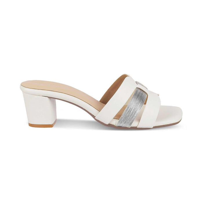 Silo White Women's Block Heel Sandals Tresmode