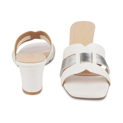 Silo White Women's Sturdy Heel Sandals Tresmode