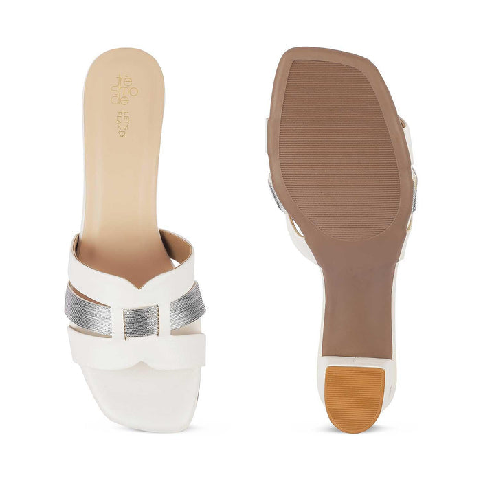 Silo White Women's Chic Heel Sandals Tresmode