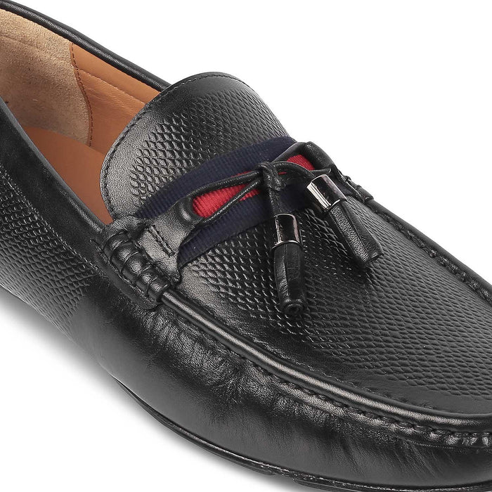 Sotas Black Men's Semi-Casual Leather Driving Loafers Tresmode