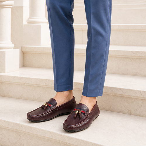 Tresmode Sotas Brown Men's Leather Driving Loafers