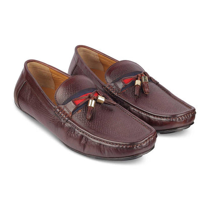 Sotas Brown Men's Leather Driving Loafers With Tassels Tresmode