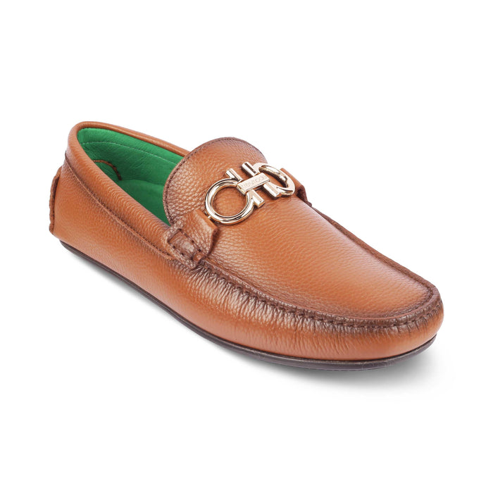 Stpierre Camel Men's Leather Driving TPR Sole Loafers Tresmode