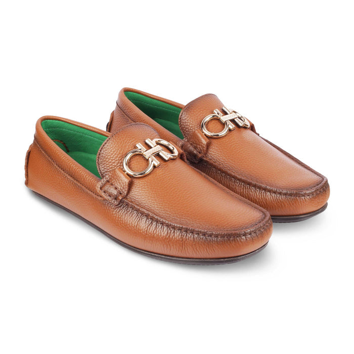 Stpierre Camel Men's Leather Loafers With A Metal Buckle Tresmode