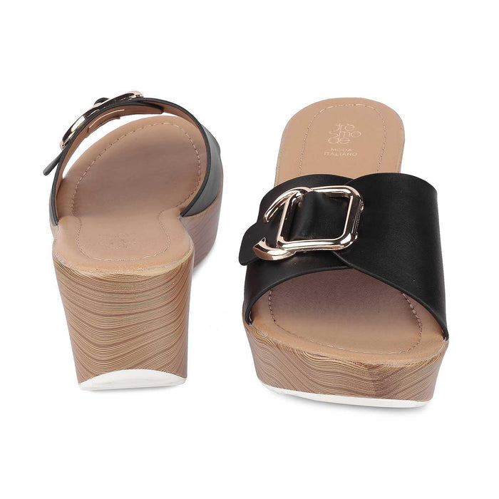 Tredge Black Women's Versatile Wedge Sandals Tresmode