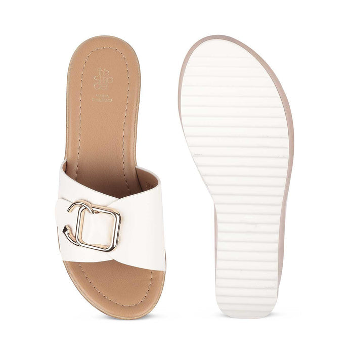 Tredge White Women's Dress Wedge Sandals Tresmode