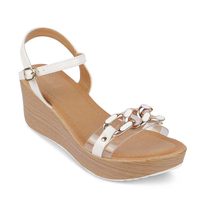 Trwedge White Women's Round Shape Wedge Sandals Tresmode
