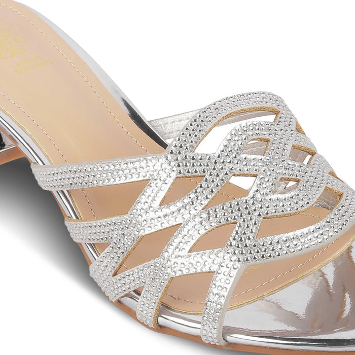 Yas Pewter Women's Dress Block Heel Sandals Tresmode