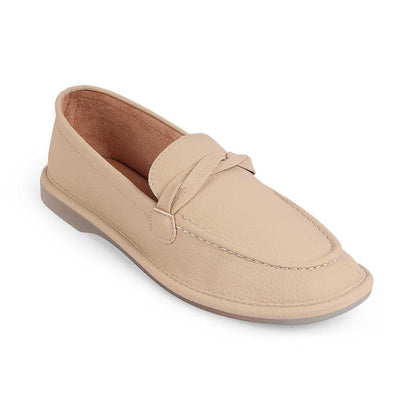 Yorko Beige Women's TPR Sole Loafers Tresmode